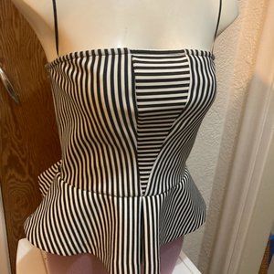 Guess Striped Strapless Peplum Top